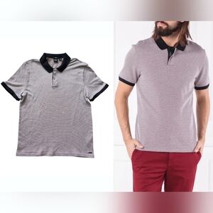 Hugo Boss Polo Shirt Men XXL Pima Cotton Slim Fit Polston Zip Logo Stretchy Golf